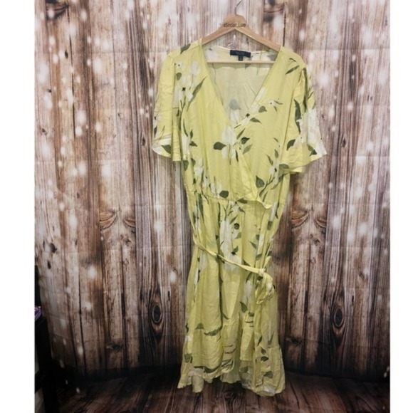 Rachel Roy Yellow floral high‎ low ruffled dress size Plus Size 2X 4X New - Picture 5 of 8